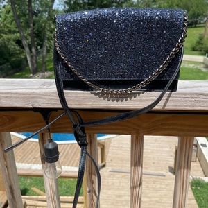 Kate Spade Black w/ Dark Blue Glitter Flap Crossbody